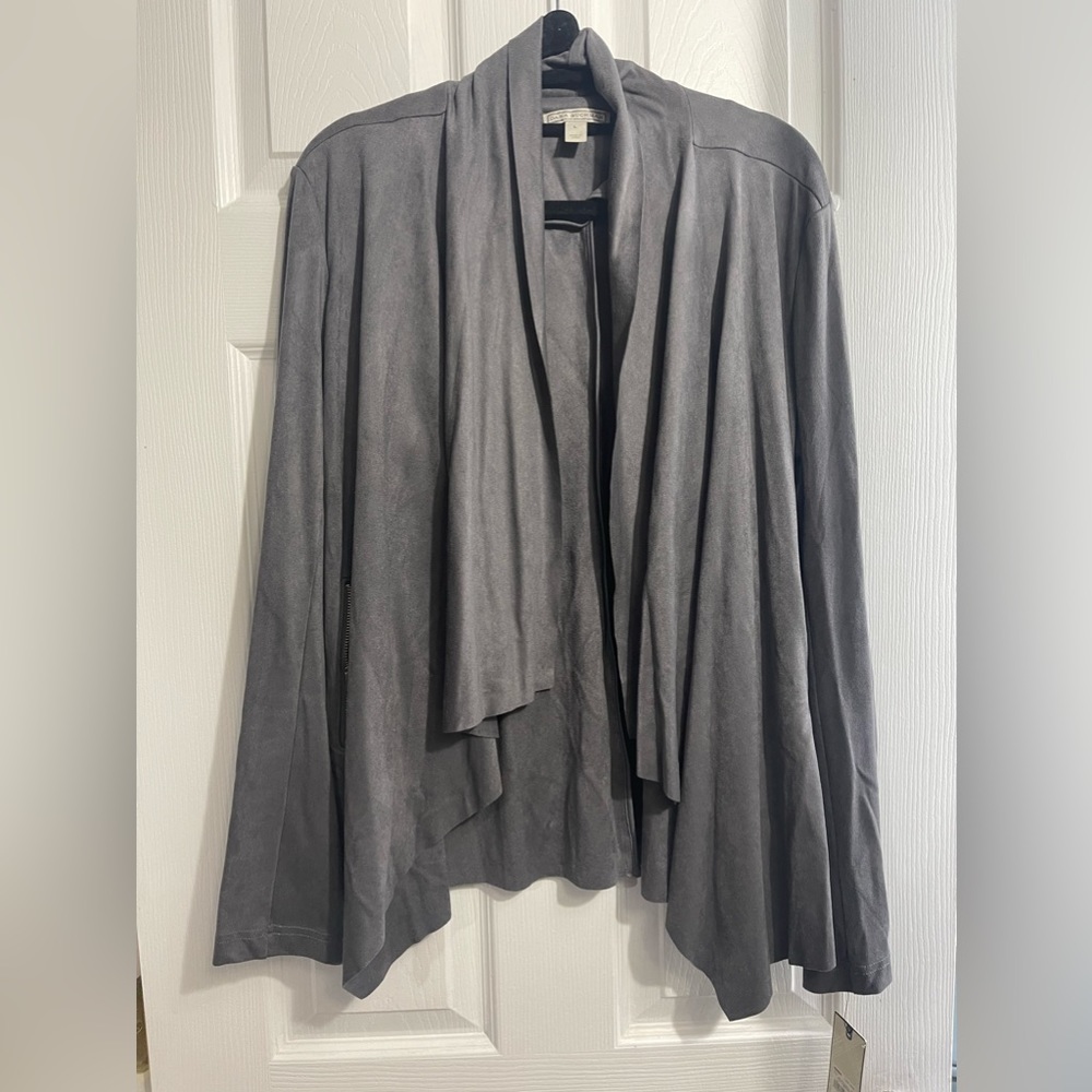 Faux suede flyaway jacket